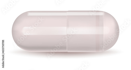 Medical convex white pill. Vector realistic illustration