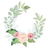 Spring and summer Background watercolor arrangements with small flower. Botanical illustration frame wreath border