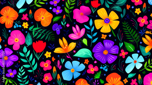Floral art collage with modern exotic and retro-style colors and shapes. For wall art  covers  interior decoration  and backgrounds.