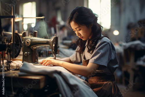 Portrait of a female working on a sewing machine