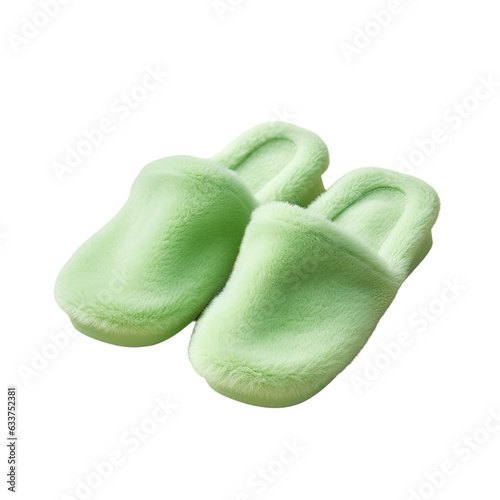 Slippers in green set apart on transparent background