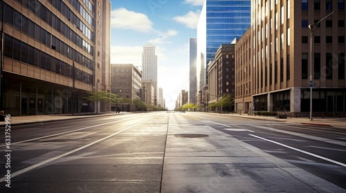 Obraz na płótnie Classical architecture and urban roads, empty road in the city, Generative AI illustration w salonie