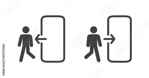 Enterance and exit flat icon, Train station thin flat icon information board, Modern train station facilities vector illustration.