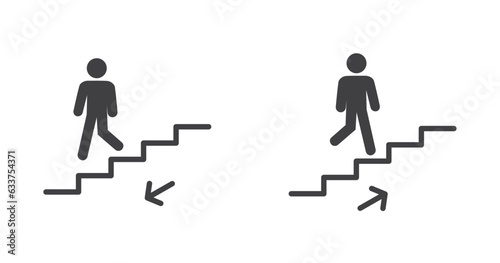 Stairs icon, stairs up and stairs down icon, Train station thin flat icon information board, Modern train station facilities vector illustration. 