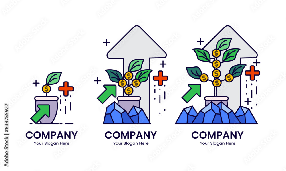 Fototapeta premium Logos Investment, financial stocks, representing finances that grow over time are suitable for your graphic needs. 