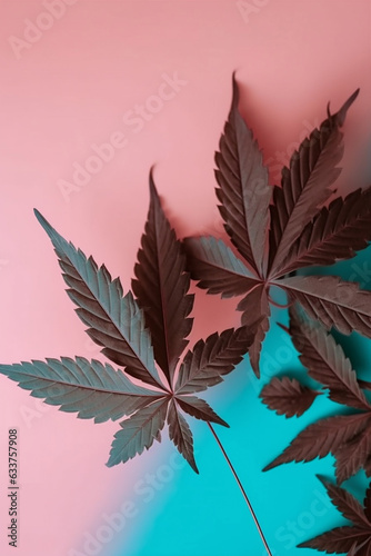 medicine oil capsule leaf herb plant herbal natural pill cannabis. Generative AI. © VICHIZH