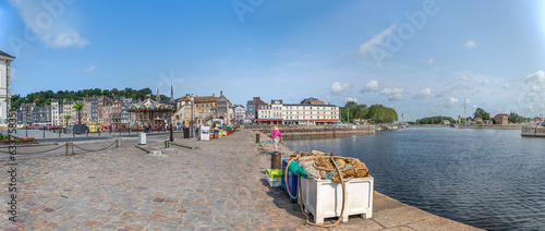 Canvas Print panoramic Honfleur, France - June 06, 2023: Honfleur in the Calvados department and famous tourist resort in Normandy