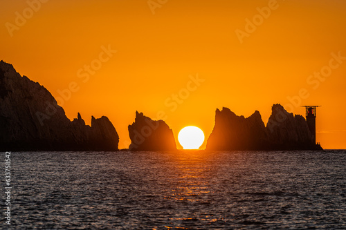 Sunset over the Needles rocks, Alum Bay