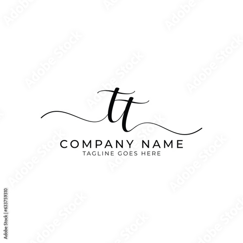 TT or tt letter mark abstract calligraphy vector logo design