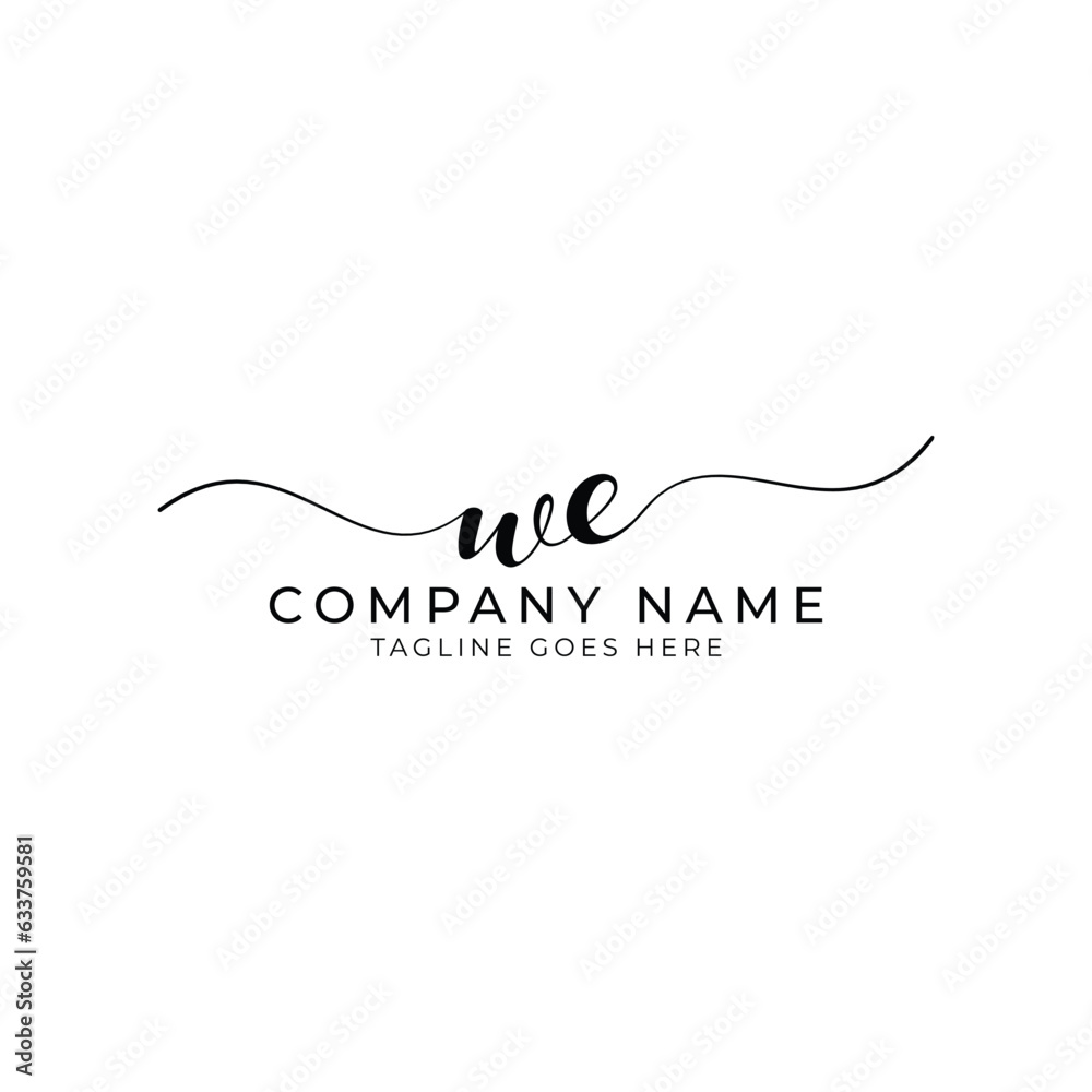 Modern initial letter WE, we abstract calligraphy design, WE monogram logo, black color on white background Modern initial letter WE, we abstract calligraphy design, WE monogram logo, black color on white background