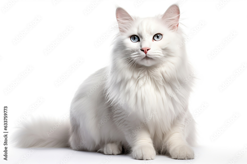 Turkish Angora cat isolated on white background