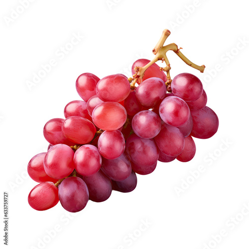 Isolated bunch of red seedless grapes on transparent background