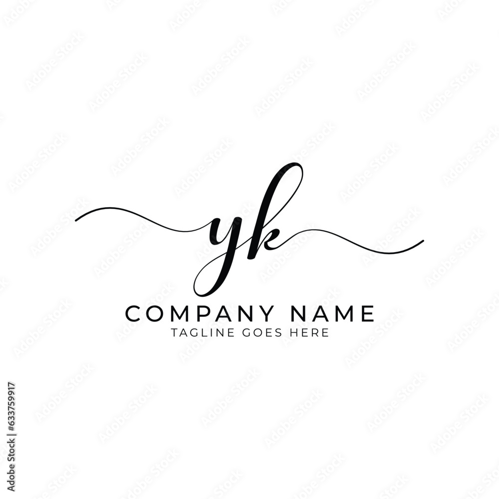 Modern initial letter YK, yk letter mark abstract calligraphy design, YK monogram logo, black color on white background Modern initial letter YK, yk letter mark abstract calligraphy design, YK monogram logo, black color on white background