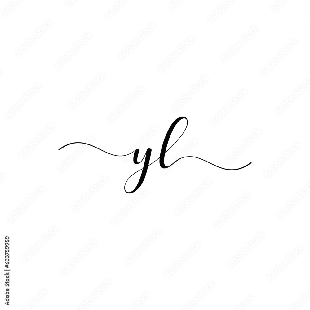 Modern initial letter YL, yl letter mark abstract calligraphy design, YL monogram logo, black color on white background Modern initial letter YL, yl letter mark abstract calligraphy design, YL monogram logo, black color on white background