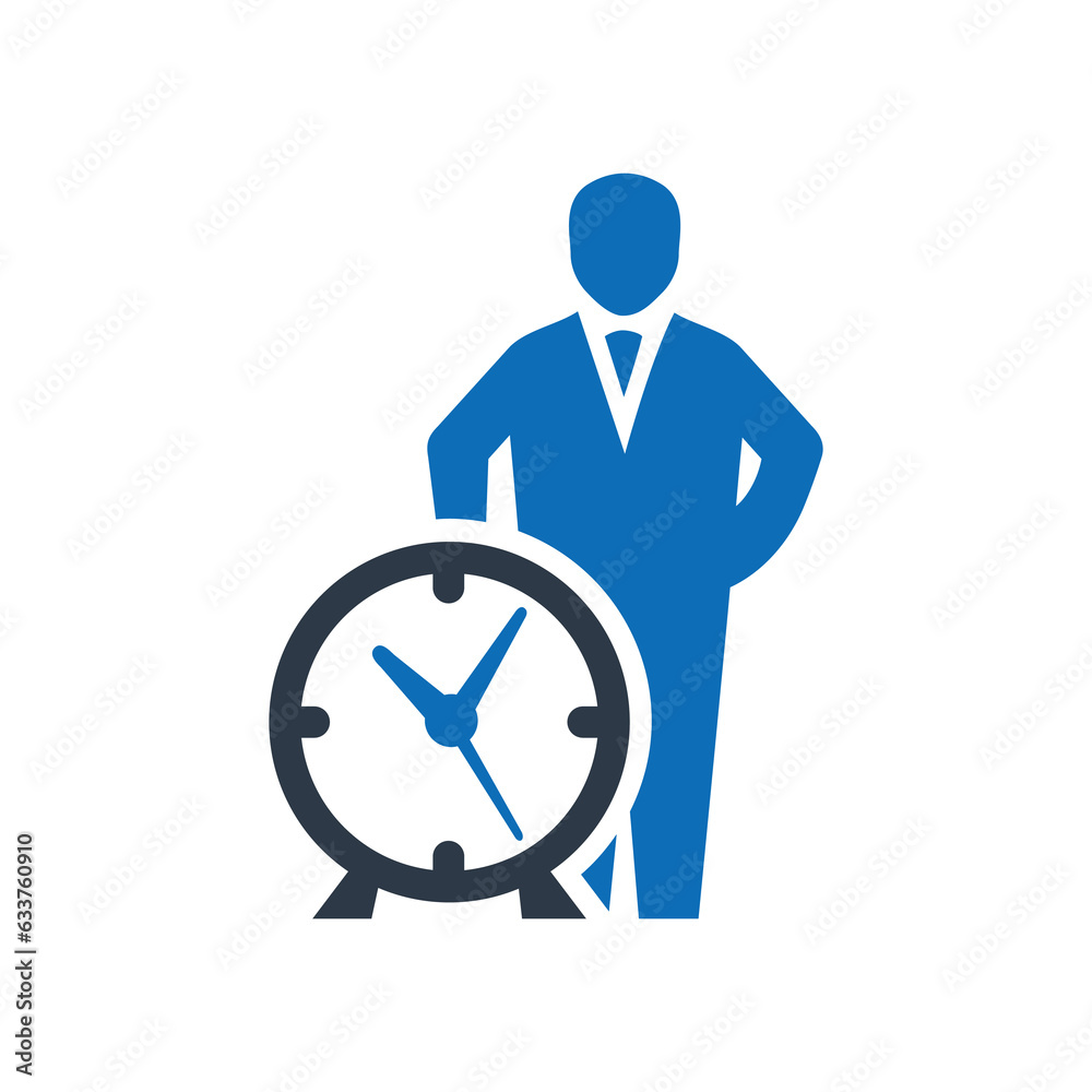 Time Management Flat Blue Icon Isolate On White Background Vector ...