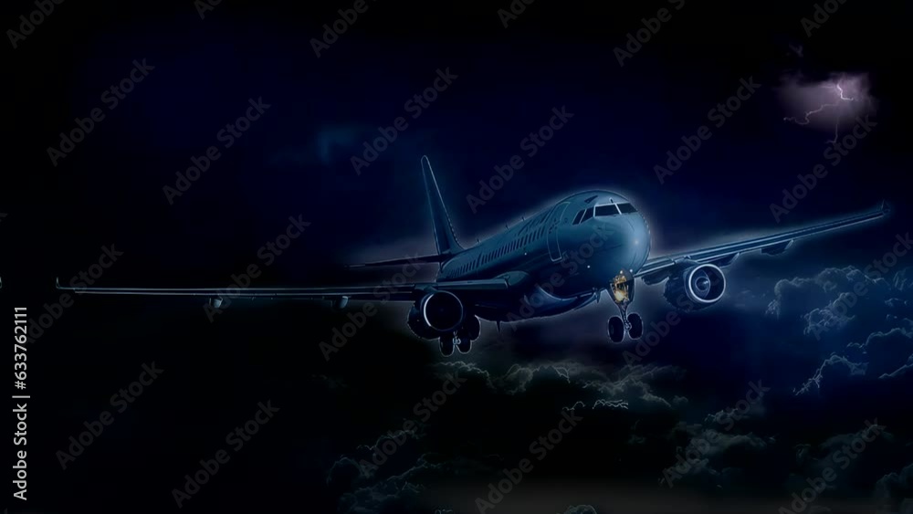 Plane in flight on storm moment dangerous