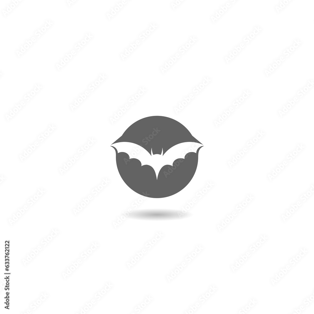 Flying bat icon in modern flat style for web with shadow Flying bat icon in modern flat style for web with shadow