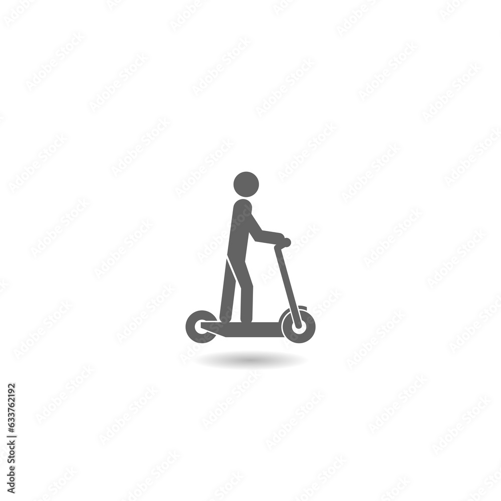Electric scooter with man icon with shadow Electric scooter with man icon with shadow