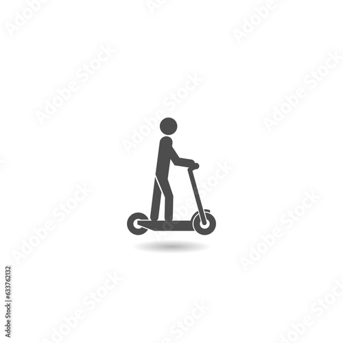 Electric scooter with man icon with shadow
