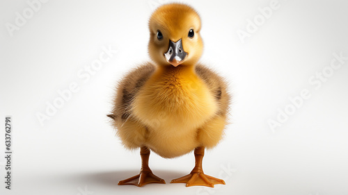 cute yellow duckling on the grass in the park