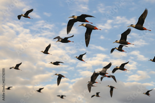 Flock of African skimmers photo