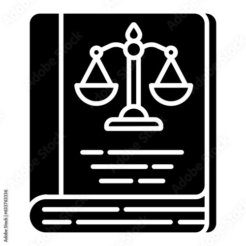 Conceptual flat design icon of law book
