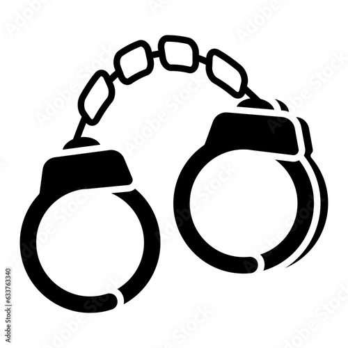 A flat design icon of handcuffs 