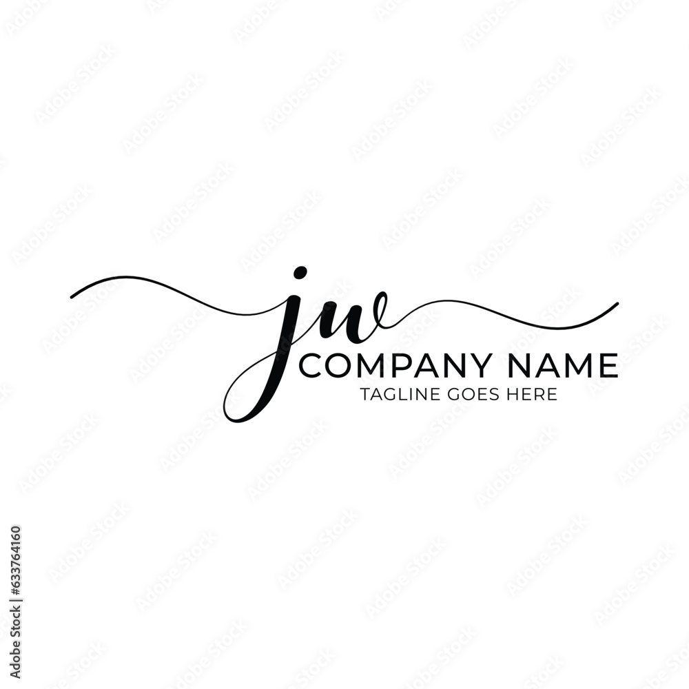 Modern initial letter jw, jw abstract calligraphy design, jw monogram logo, black color on white background Modern initial letter jw, jw abstract calligraphy design, jw monogram logo, black color on white background