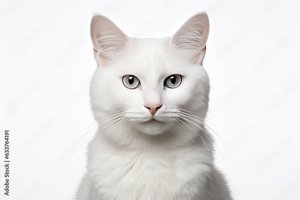 white cat isolated on white background