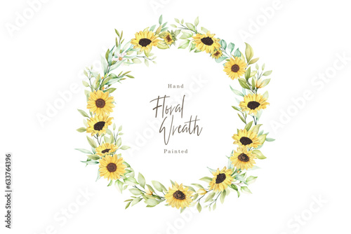 watercolor sunflower wreath illustration