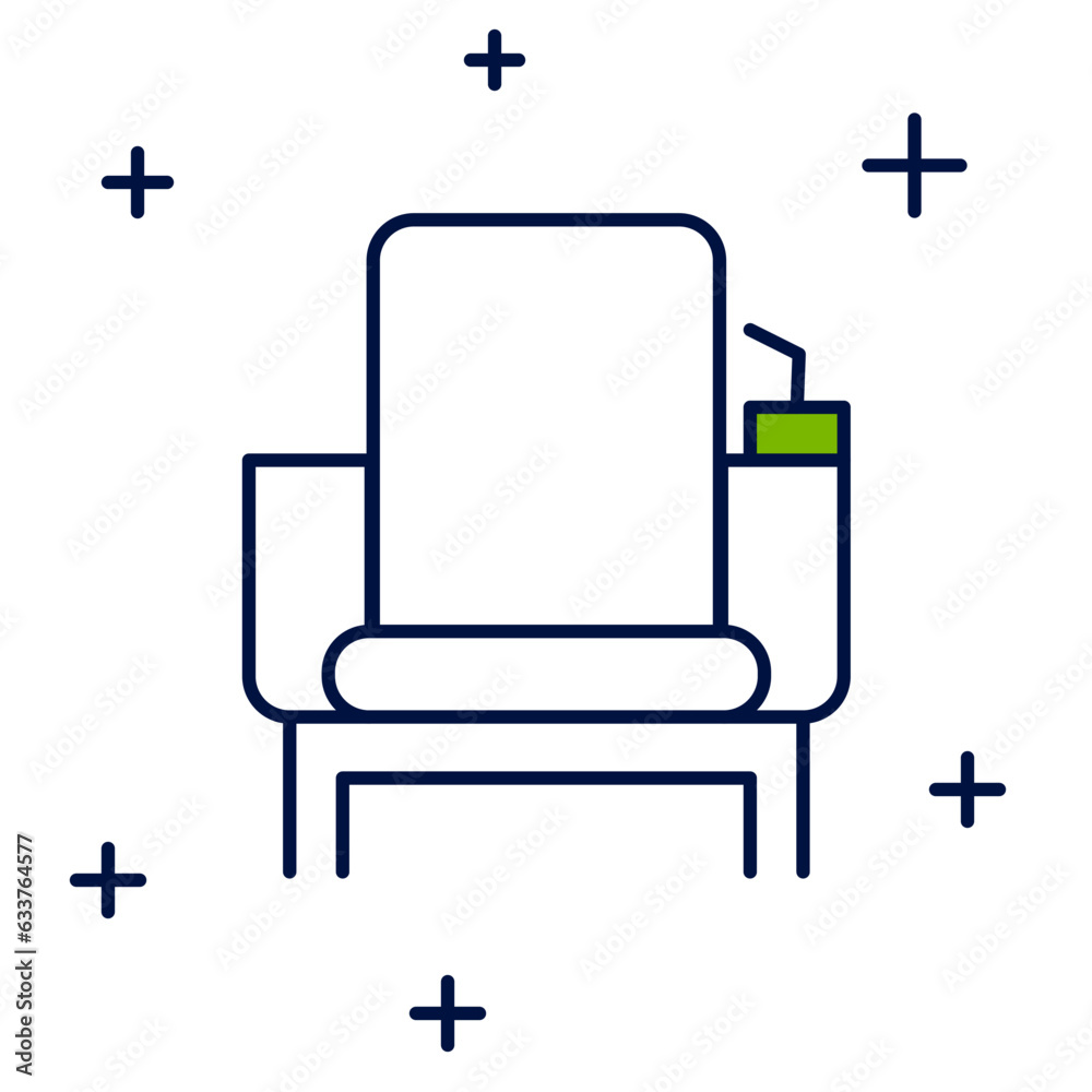 Filled outline Cinema chair icon isolated on white background. Vector Filled outline Cinema chair icon isolated on white background. Vector