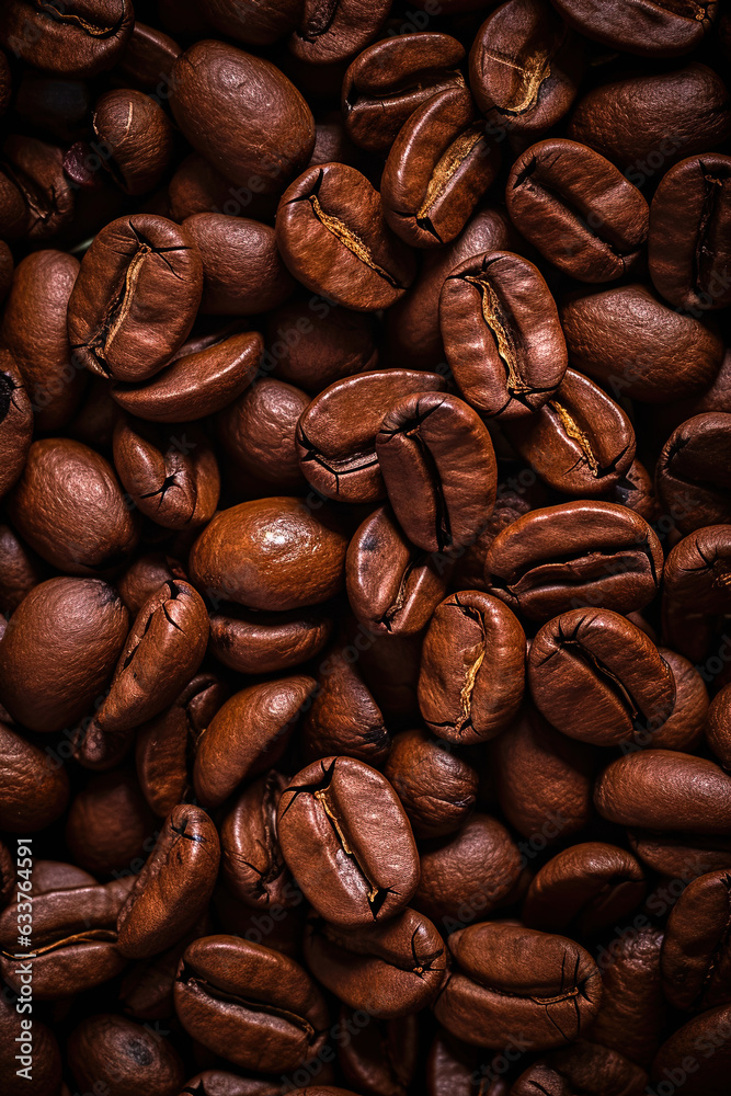 Fototapeta premium Texture of raw coffee beans close up.
