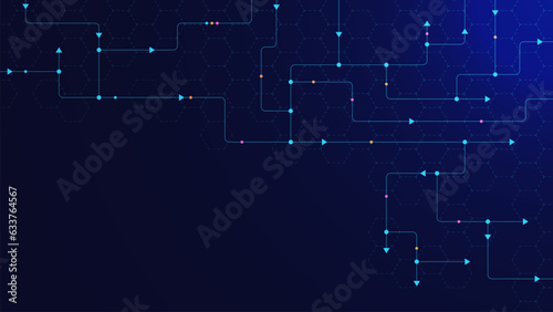 Global network connection background. Connecting dots and lines with hexagon pattern. Global business and communication technology concept.
