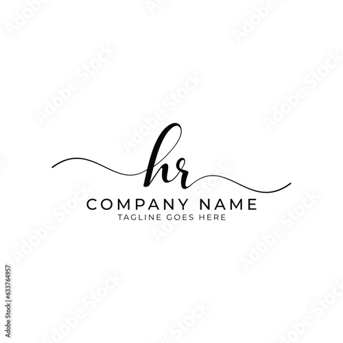 HR or hr letter mark abstract calligraphy vector logo design