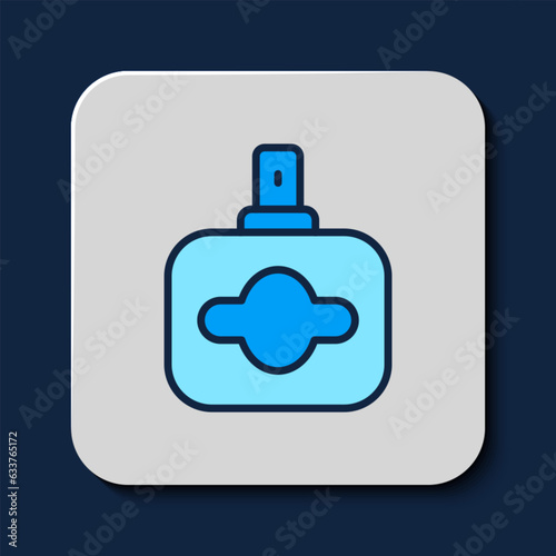 Filled outline Perfume icon isolated on blue background. Vector