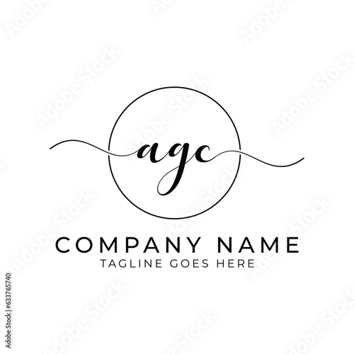 AGC or agc letter mark abstract calligraphy vector logo design