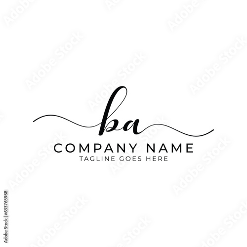 BA or ba letter mark abstract calligraphy vector logo design