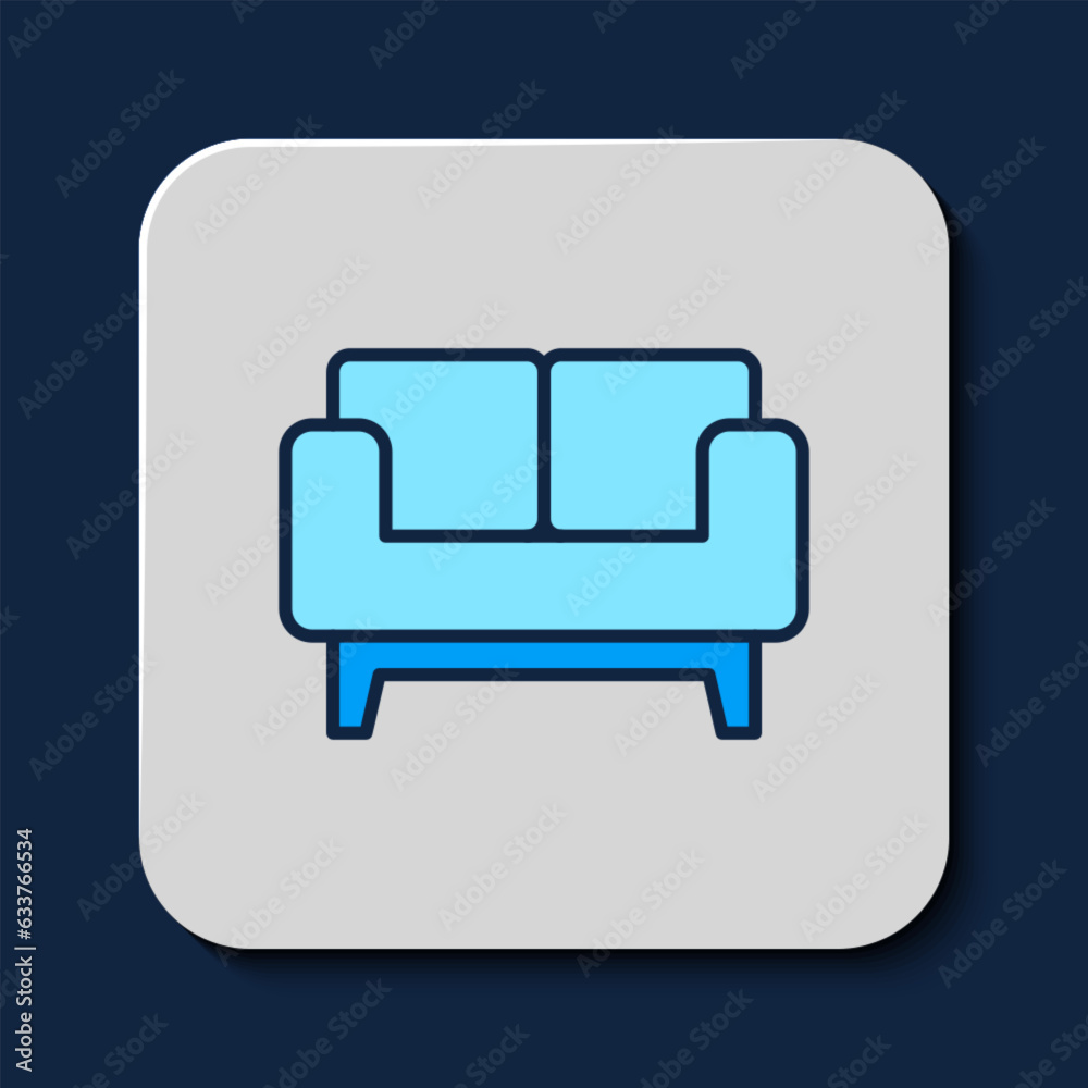 Filled outline Sofa icon isolated on blue background. Vector Filled outline Sofa icon isolated on blue background. Vector