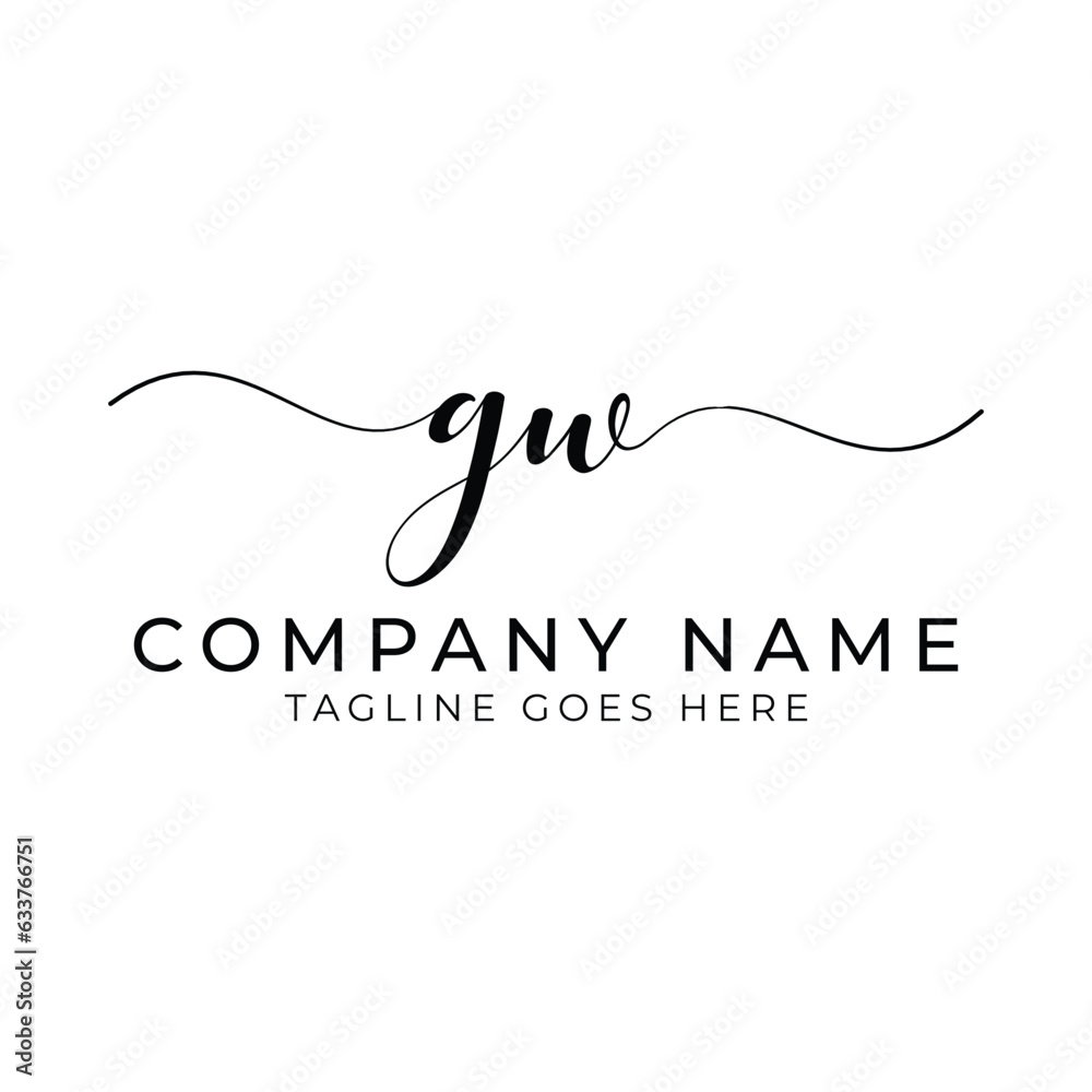 Modern initial letter gw, gw abstract calligraphy design, gw monogram logo, black color on white background Modern initial letter gw, gw abstract calligraphy design, gw monogram logo, black color on white background