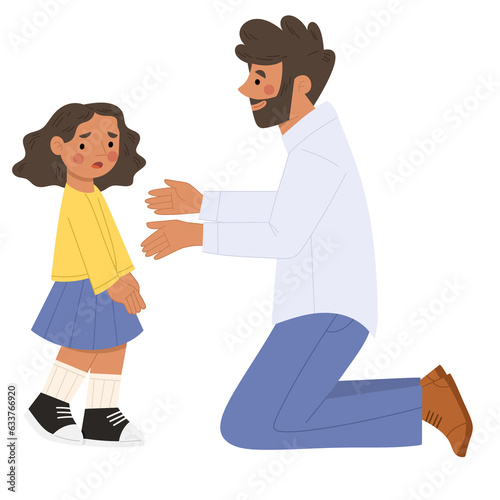 girl and father illustration