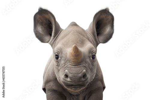 Photo Baby rhino portrait. Generative AI illustration