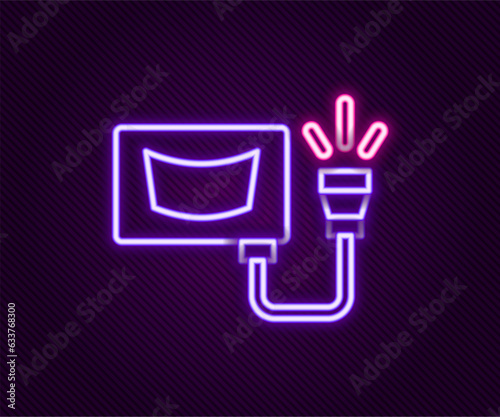 Glowing neon line Ultrasound icon isolated on black background. Medical equipment. Colorful outline concept. Vector
