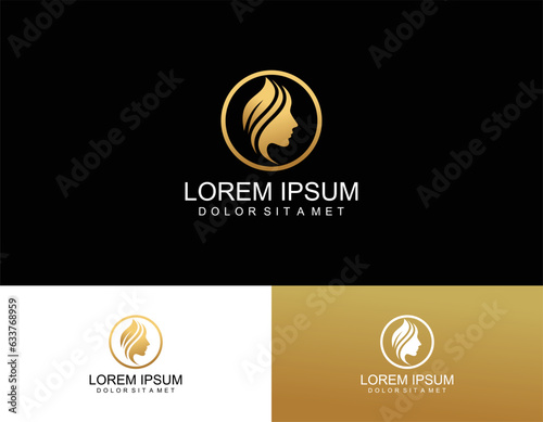 Vector image. Logo for business in the industry of beauty, health, personal hygiene. Beautiful image of a female face. Linear stylized image. Logo of a beauty salon, health industry, makeup artist.