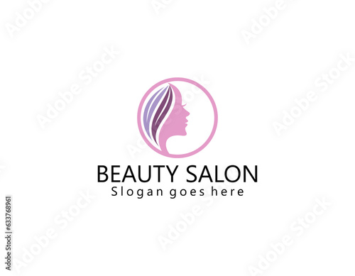 Vector image. Logo for business in the industry of beauty  health  personal hygiene. Beautiful image of a female face. Linear stylized image. Logo of a beauty salon  health industry  makeup artist.