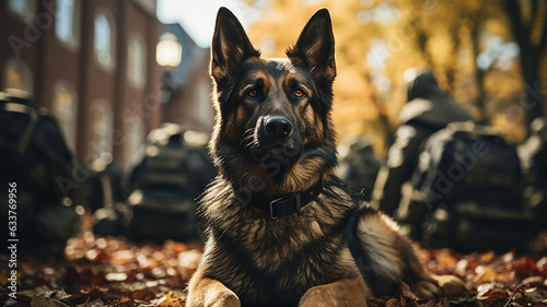 german shepherd in uniform photo