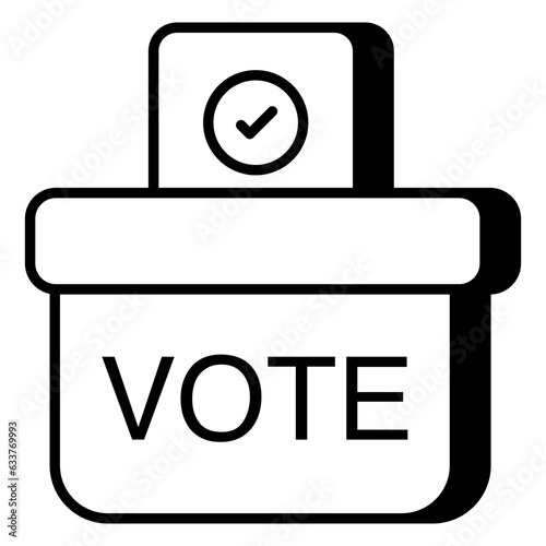 Conceptual flat design icon of ballot box