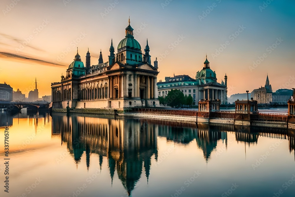 Fototapeta premium city castle at sunset