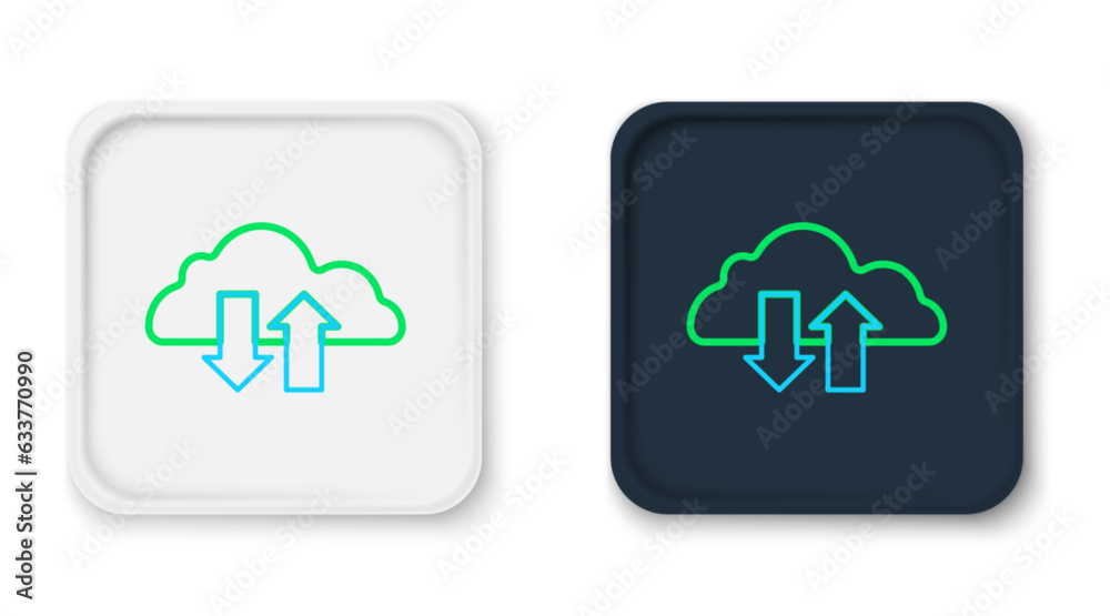 Line Cloud download and upload icon isolated on white background. Colorful outline concept. Vector Line Cloud download and upload icon isolated on white background. Colorful outline concept. Vector