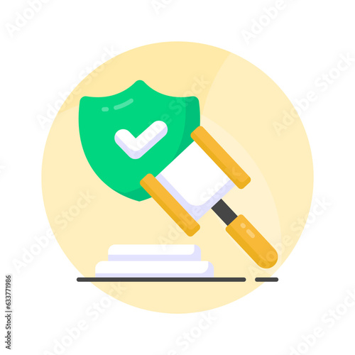 Judge hammer and gavel, insurance law icon, commercial law, legal advice for business, auction vector