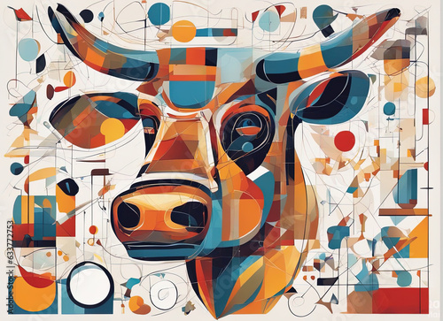 abstract painting of a ox with Generative AI.